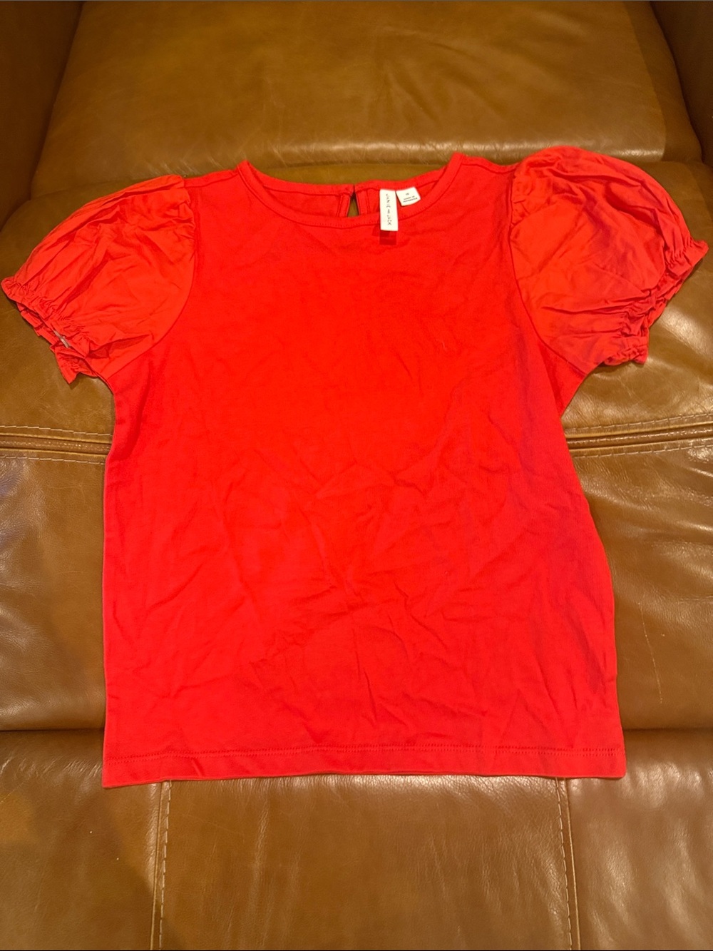 Janie & Jack Bright Red Puff Sleeve Tee